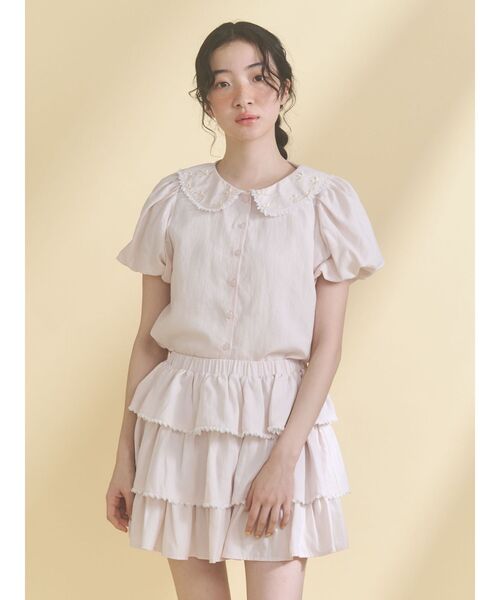 merry jenny（メリージェニー）の「ソフトレースティアードミニスカート（スカート・レディース・ネイビー/ピンク/ブルー・FREE）」の8枚目の写真