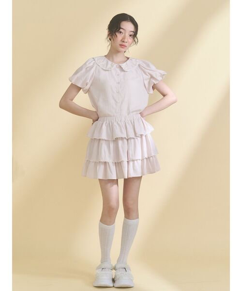 merry jenny（メリージェニー）の「ソフトレースティアードミニスカート（スカート・レディース・ネイビー/ピンク/ブルー・FREE）」の9枚目の写真