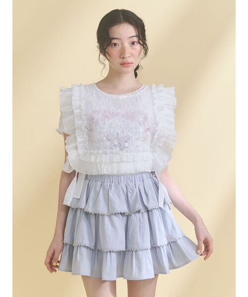 merry jenny（メリージェニー）の「ソフトレースティアードミニスカート（スカート・レディース・ネイビー/ピンク/ブルー・FREE）」の11枚目の写真