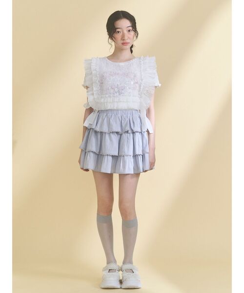 merry jenny（メリージェニー）の「ソフトレースティアードミニスカート（スカート・レディース・ネイビー/ピンク/ブルー・FREE）」の12枚目の写真