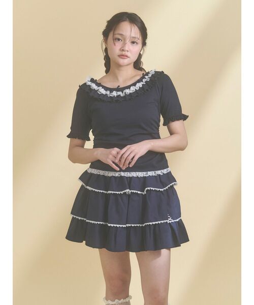 merry jenny（メリージェニー）の「ソフトレースティアードミニスカート（スカート・レディース・ネイビー/ピンク/ブルー・FREE）」の15枚目の写真