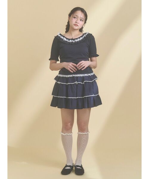 merry jenny（メリージェニー）の「ソフトレースティアードミニスカート（スカート・レディース・ネイビー/ピンク/ブルー・FREE）」の16枚目の写真