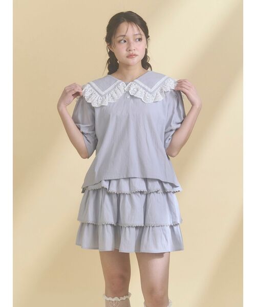 merry jenny（メリージェニー）の「ソフトレースティアードミニスカート（スカート・レディース・ネイビー/ピンク/ブルー・FREE）」の18枚目の写真