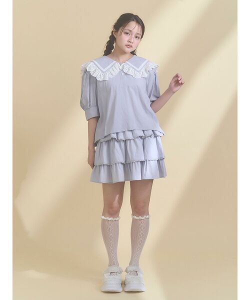 merry jenny（メリージェニー）の「ソフトレースティアードミニスカート（スカート・レディース・ネイビー/ピンク/ブルー・FREE）」の19枚目の写真