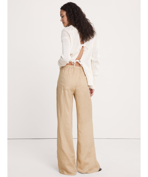 Banana Republic(バナナリパブリック)の「スタジオ ワイドレッグ ドローストリング リネン パンツ(その他パンツ・レディース・ブラウン/ベージュ/ブルー・S/M/L/XS)」の7枚目の写真
