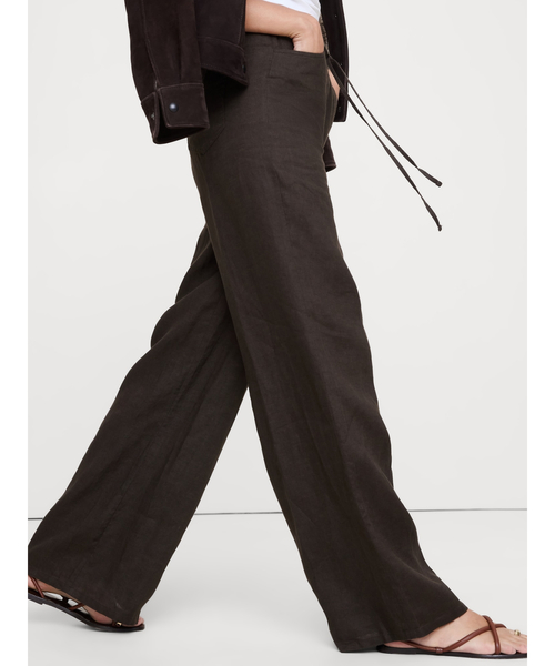 Banana Republic(バナナリパブリック)の「スタジオ ワイドレッグ ドローストリング リネン パンツ(その他パンツ・レディース・ブラウン/ベージュ/ブルー・S/M/L/XS)」の11枚目の写真