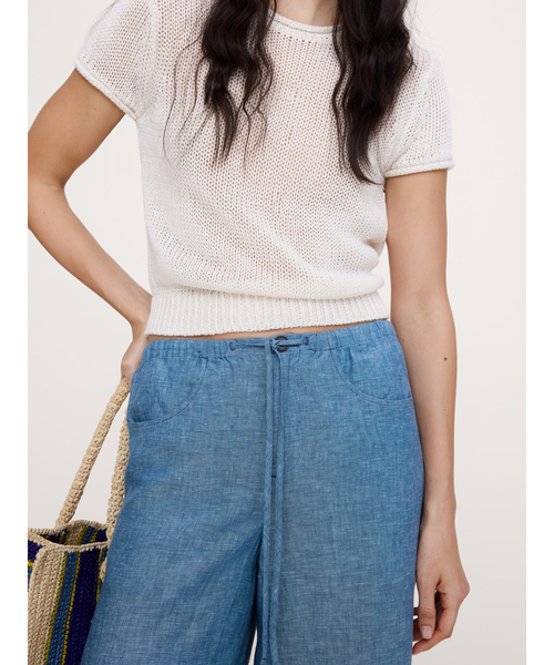 Banana Republic(バナナリパブリック)の「スタジオ ワイドレッグ ドローストリング リネン パンツ(その他パンツ・レディース・ブラウン/ベージュ/ブルー・S/M/L/XS)」の12枚目の写真