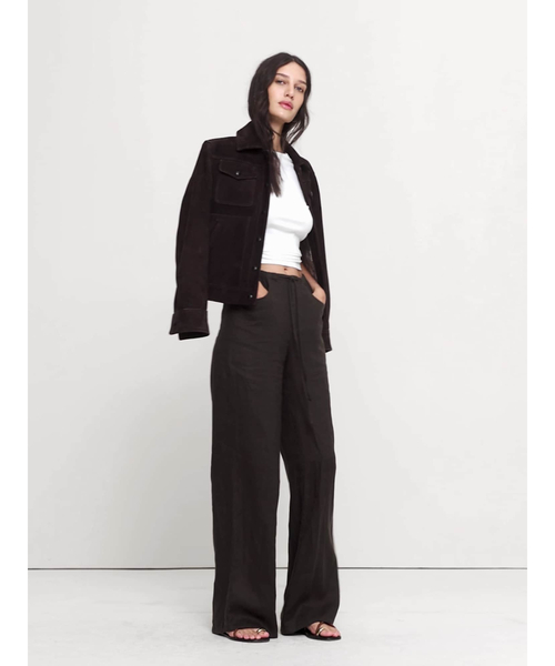 Banana Republic(バナナリパブリック)の「スタジオ ワイドレッグ ドローストリング リネン パンツ(その他パンツ・レディース・ブラウン/ベージュ/ブルー・S/M/L/XS)」の14枚目の写真