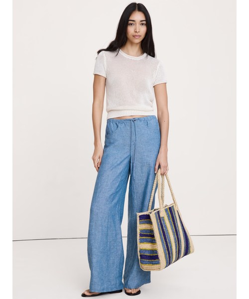 Banana Republic(バナナリパブリック)の「スタジオ ワイドレッグ ドローストリング リネン パンツ(その他パンツ・レディース・ブラウン/ベージュ/ブルー・S/M/L/XS)」の5枚目の写真