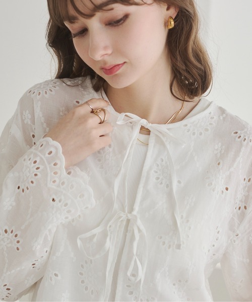ANGIE(アンジー)の「スカラップ コットンレース 2WAY ブラウス / 夏羽織(シャツ/ブラウス・レディース・ホワイト/ブラック/アイボリー・FREE)」の14枚目の写真