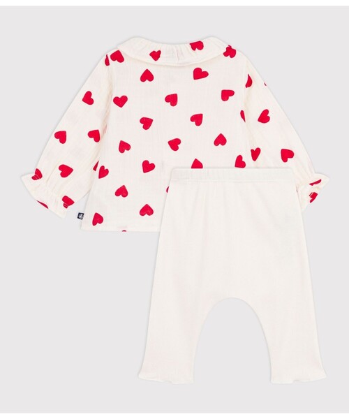 PETIT BATEAU（プチバトー）の「ハートプリント ベビー２点セット（シャツ/ブラウス・キッズ・その他1・6MONTH/18MONTH）」の4枚目の写真