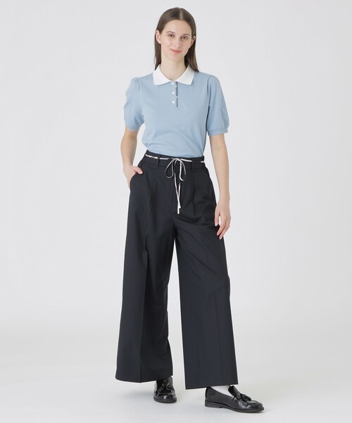 BLUE LABEL CRESTBRIDGE(ブルーレーベルクレストブリッジ)の「サイロスパンクリアツイルワイドパンツ(その他パンツ・レディース・ダークネイビー/ベージュ・36/38)」の3枚目の写真