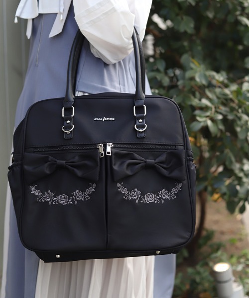 axes femme（アクシーズファム）の「撥水ナイロンＷリボンボストン（ボストンバッグ・レディース・ピンク/ブラック・FREE）」の3枚目の写真