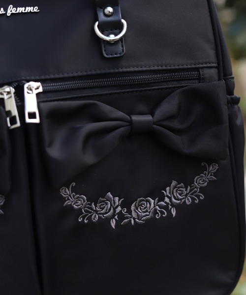axes femme（アクシーズファム）の「撥水ナイロンＷリボンボストン（ボストンバッグ・レディース・ピンク/ブラック・FREE）」の4枚目の写真
