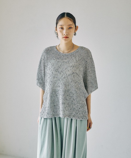 LEPSIM(レプシィム)の「5ゲージネップメッシュプルオーバーSS 661448(ニット/セーター・レディース・ベージュ/ブラック/レッド/グレイッシュベージュ・FREE)」の3枚目の写真