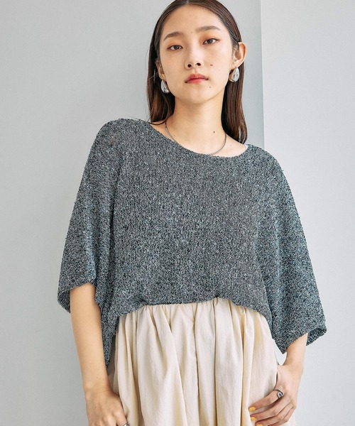 LEPSIM(レプシィム)の「5ゲージネップメッシュプルオーバーSS 661448(ニット/セーター・レディース・ベージュ/ブラック/レッド/グレイッシュベージュ・FREE)」の2枚目の写真