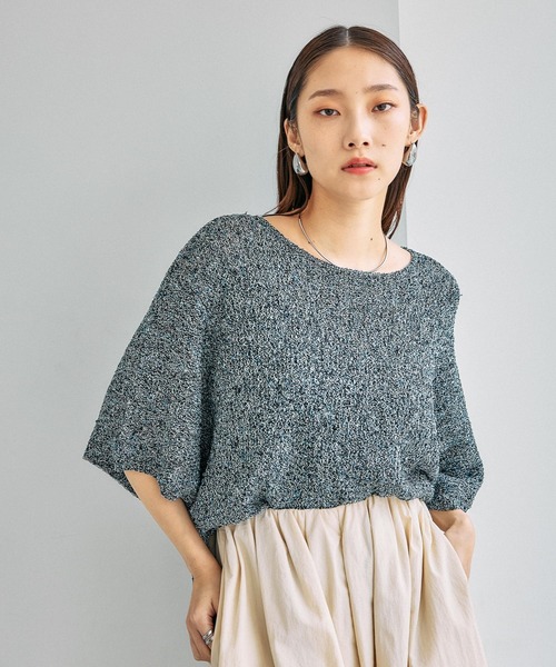 LEPSIM(レプシィム)の「5ゲージネップメッシュプルオーバーSS 661448(ニット/セーター・レディース・ベージュ/ブラック/レッド/グレイッシュベージュ・FREE)」の15枚目の写真