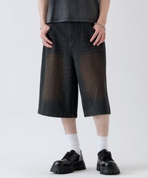 12oz デニム ワイド ハーフパンツ