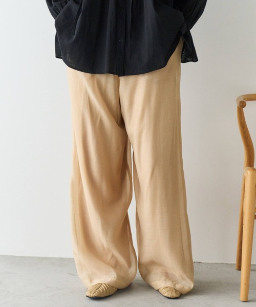 Libra Cue(リブラ キュー)の「シアーワイドパンツ(その他パンツ・レディース・ベージュ/ブラック・FREE)」の18枚目の写真