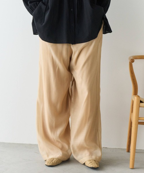 Libra Cue(リブラ キュー)の「シアーワイドパンツ(その他パンツ・レディース・ベージュ/ブラック・FREE)」の19枚目の写真