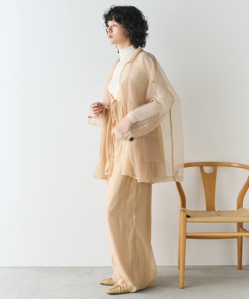 Libra Cue(リブラ キュー)の「シアーワイドパンツ(その他パンツ・レディース・ベージュ/ブラック・FREE)」の21枚目の写真