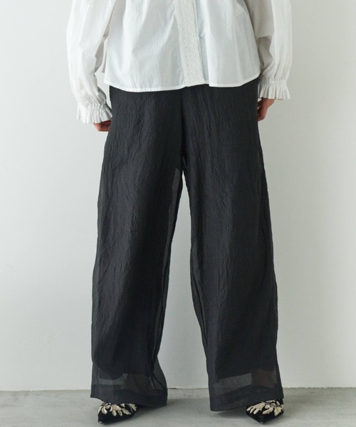 Libra Cue(リブラ キュー)の「シアーワイドパンツ(その他パンツ・レディース・ベージュ/ブラック・FREE)」の12枚目の写真