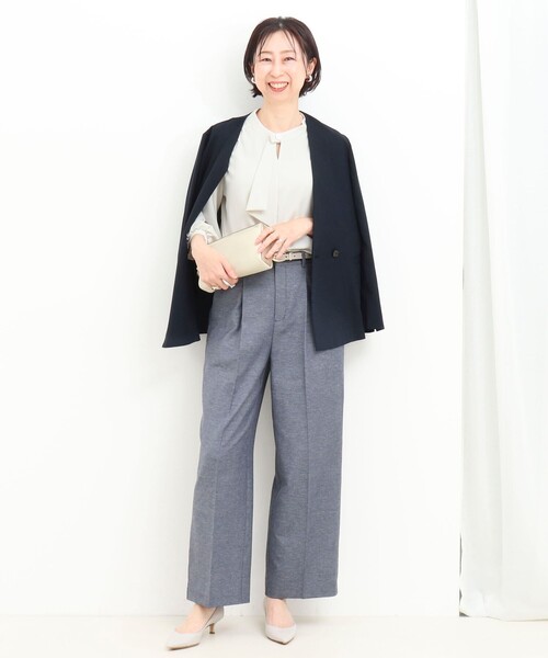 MICO COULIER（ミコクリエ）の「エラスティックカルゼブラウス（シャツ/ブラウス・レディース・サックスブルー/オフホワイト/ネイビー/ピンク・38）」の5枚目の写真