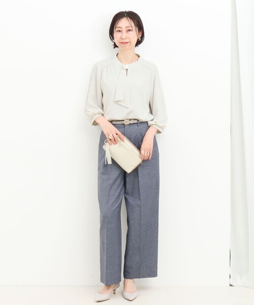 MICO COULIER（ミコクリエ）の「エラスティックカルゼブラウス（シャツ/ブラウス・レディース・サックスブルー/オフホワイト/ネイビー/ピンク・38）」の7枚目の写真