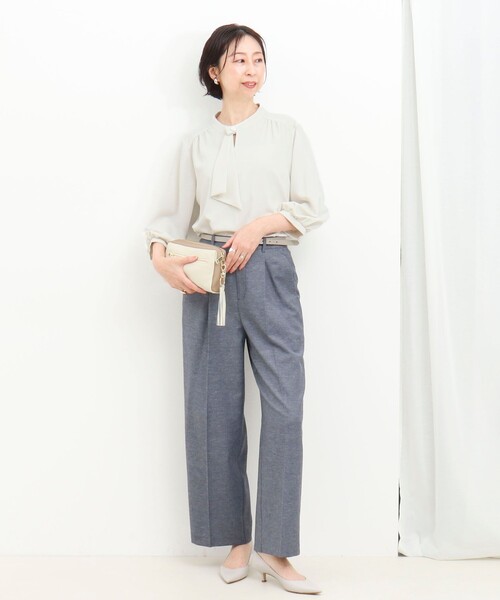 MICO COULIER（ミコクリエ）の「エラスティックカルゼブラウス（シャツ/ブラウス・レディース・サックスブルー/オフホワイト/ネイビー/ピンク・38）」の9枚目の写真