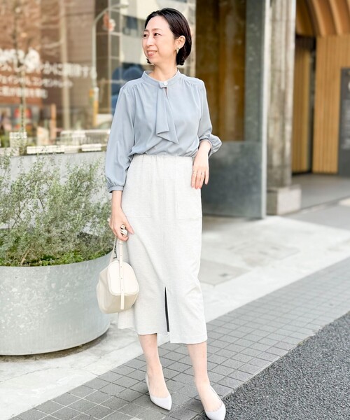 MICO COULIER（ミコクリエ）の「エラスティックカルゼブラウス（シャツ/ブラウス・レディース・サックスブルー/オフホワイト/ネイビー/ピンク・38）」の14枚目の写真