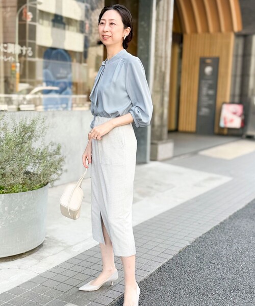 MICO COULIER（ミコクリエ）の「エラスティックカルゼブラウス（シャツ/ブラウス・レディース・サックスブルー/オフホワイト/ネイビー/ピンク・38）」の16枚目の写真