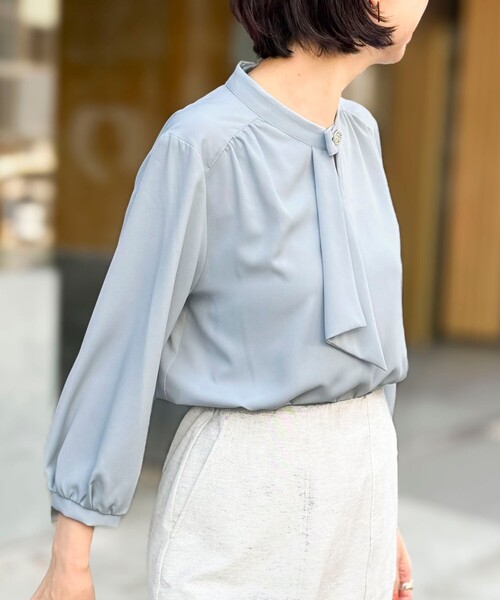 MICO COULIER（ミコクリエ）の「エラスティックカルゼブラウス（シャツ/ブラウス・レディース・サックスブルー/オフホワイト/ネイビー/ピンク・38）」の17枚目の写真