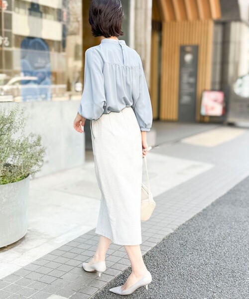 MICO COULIER（ミコクリエ）の「エラスティックカルゼブラウス（シャツ/ブラウス・レディース・サックスブルー/オフホワイト/ネイビー/ピンク・38）」の18枚目の写真