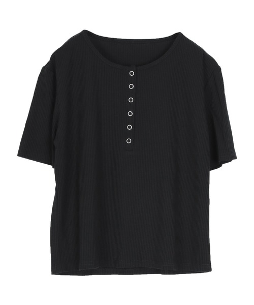 titivate(ティティベイト)の「機能性リブカットソーヘンリーネックトップス(Tシャツ/カットソー・レディース・レッド/ライトグレー/ネイビー/ブラック/オフホワイト/ライトイエロー・L/M/S)」の13枚目の写真
