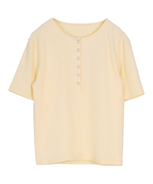 titivate(ティティベイト)の「機能性リブカットソーヘンリーネックトップス(Tシャツ/カットソー・レディース・レッド/ライトグレー/ネイビー/ブラック/オフホワイト/ライトイエロー・L/M/S)」の16枚目の写真