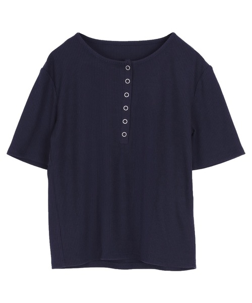 titivate(ティティベイト)の「機能性リブカットソーヘンリーネックトップス(Tシャツ/カットソー・レディース・レッド/ライトグレー/ネイビー/ブラック/オフホワイト/ライトイエロー・L/M/S)」の15枚目の写真