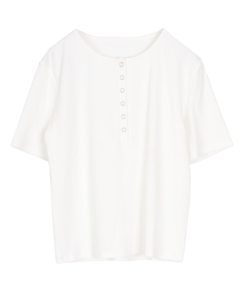 titivate(ティティベイト)の「機能性リブカットソーヘンリーネックトップス(Tシャツ/カットソー・レディース・レッド/ライトグレー/ネイビー/ブラック/オフホワイト/ライトイエロー・L/M/S)」の12枚目の写真