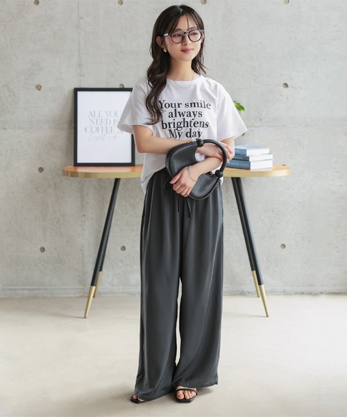 Petitle（プチレ）の「[ 低身長向けサイズ ] とろみイージーパンツ（その他パンツ・レディース・ピンク/グレイッシュベージュ/ブラック・PM）」の4枚目の写真