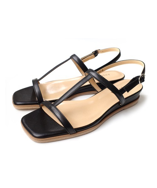 Pointer(shoes)(ポインター)の「【本革・日本製】 ストラップ ウエッジソール スクエアトゥ バックストラップ サンダル(サンダル・レディース・シルバー/オフホワイト/ブラック/その他・L/LL/M/S)」の3枚目の写真