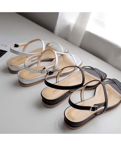 Pointer(shoes)(ポインター)の「【本革・日本製】 ストラップ ウエッジソール スクエアトゥ バックストラップ サンダル(サンダル・レディース・シルバー/オフホワイト/ブラック/その他・L/LL/M/S)」の12枚目の写真
