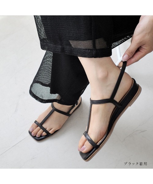 Pointer(shoes)(ポインター)の「【本革・日本製】 ストラップ ウエッジソール スクエアトゥ バックストラップ サンダル(サンダル・レディース・シルバー/オフホワイト/ブラック/その他・L/LL/M/S)」の13枚目の写真