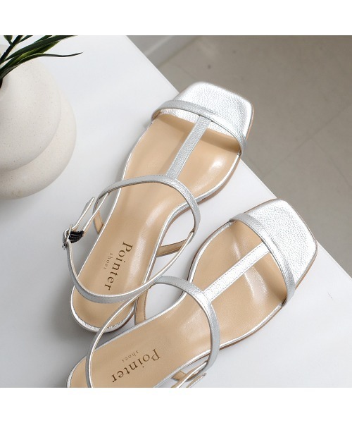 Pointer(shoes)(ポインター)の「【本革・日本製】 ストラップ ウエッジソール スクエアトゥ バックストラップ サンダル(サンダル・レディース・シルバー/オフホワイト/ブラック/その他・L/LL/M/S)」の15枚目の写真