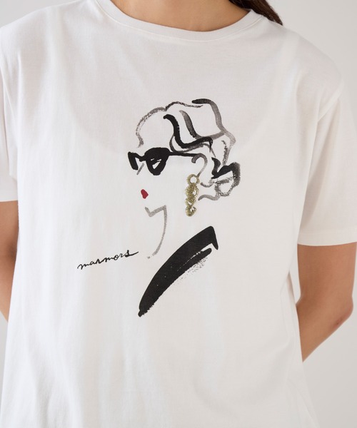 marmors(マルモア)の「【marmors】イヤリングイラストTシャツ(Tシャツ/カットソー・レディース・ベージュ/ホワイト・36)」の15枚目の写真