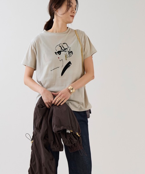 marmors(マルモア)の「【marmors】イヤリングイラストTシャツ(Tシャツ/カットソー・レディース・ベージュ/ホワイト・36)」の16枚目の写真