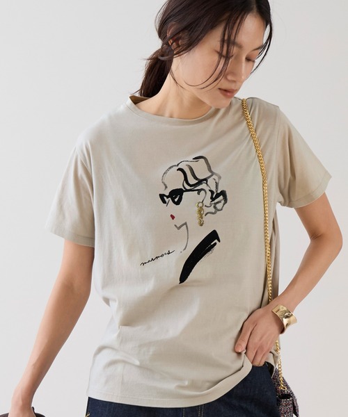 marmors(マルモア)の「【marmors】イヤリングイラストTシャツ(Tシャツ/カットソー・レディース・ベージュ/ホワイト・36)」の17枚目の写真