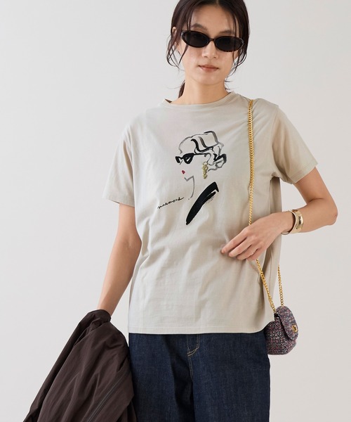 marmors(マルモア)の「【marmors】イヤリングイラストTシャツ(Tシャツ/カットソー・レディース・ベージュ/ホワイト・36)」の20枚目の写真