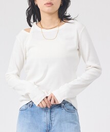 Rouge vif | 【IRONING/アイロニング】アシンメトリーロングスリーブTシャツ/ロンT/カットソー(Tシャツ/カットソー)