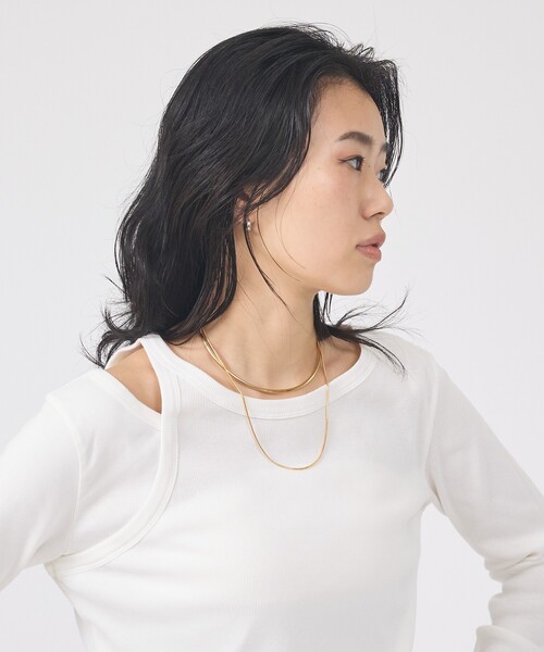 Rouge vif（ルージュヴィフ）の「【IRONING/アイロニング】アシンメトリーロングスリーブTシャツ/ロンT/カットソー（Tシャツ/カットソー・レディース・ホワイト/チャコールグレー・フリー）」の6枚目の写真