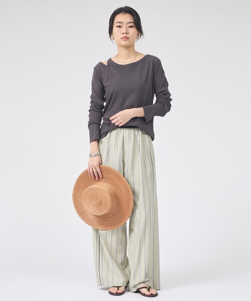 Rouge vif（ルージュヴィフ）の「【IRONING/アイロニング】アシンメトリーロングスリーブTシャツ/ロンT/カットソー（Tシャツ/カットソー・レディース・ホワイト/チャコールグレー・フリー）」の7枚目の写真