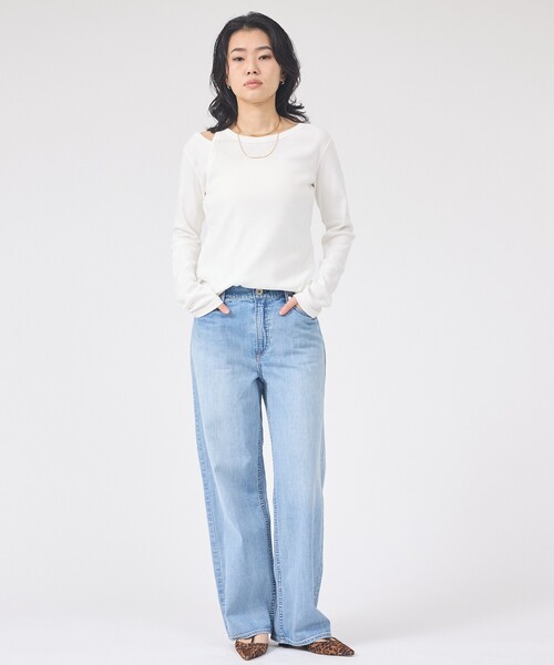 Rouge vif（ルージュヴィフ）の「【IRONING/アイロニング】アシンメトリーロングスリーブTシャツ/ロンT/カットソー（Tシャツ/カットソー・レディース・ホワイト/チャコールグレー・フリー）」の11枚目の写真